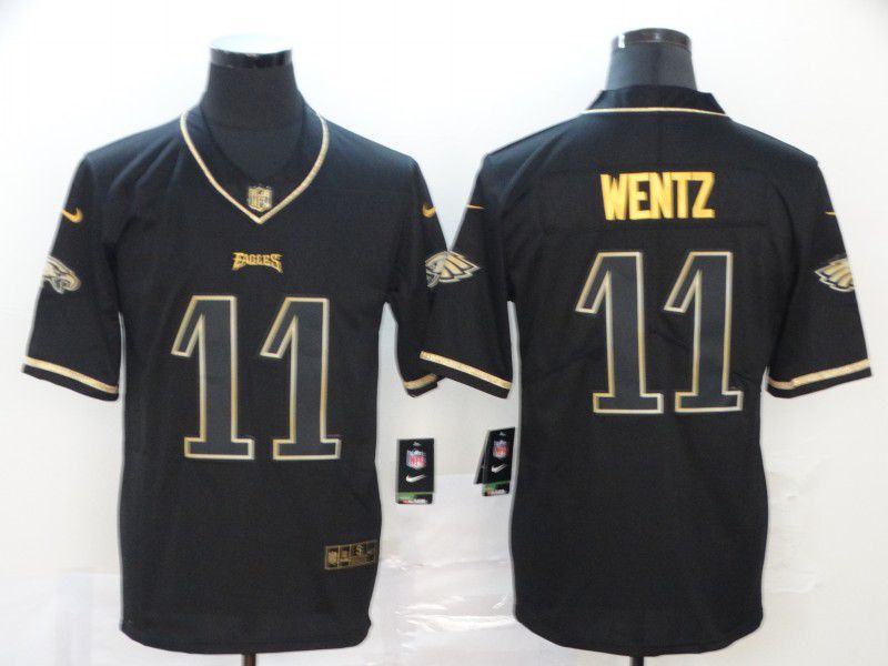 Men Philadelphia Eagles #11 Wentz Black Retro gold character Nike NFL Jerseys->baltimore ravens->NFL Jersey